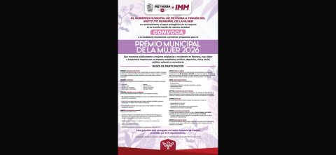 Invita Alcalde Carlos Peña Ortiz a participar en el Premio Municipal de la Mujer 2026 Reynosa