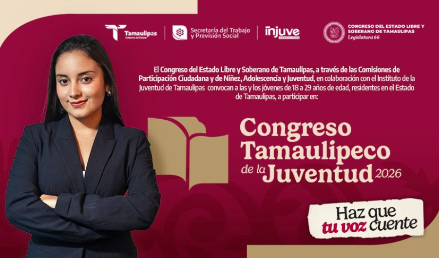 Convoca INJUVE a participar en el Congreso Tamaulipeco de la Juventud 2026