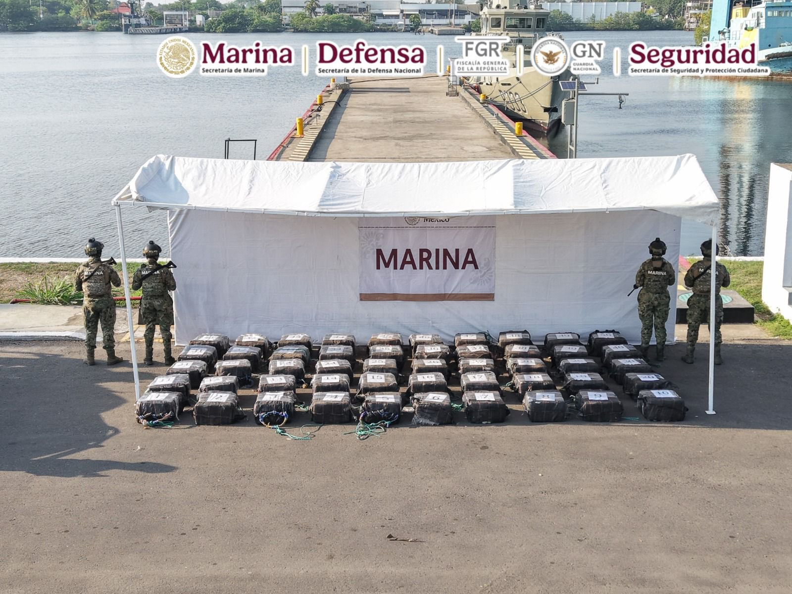 Aseguran 1.5 toneladas de cocaína en costas de Chiapas; hay cinco detenidos