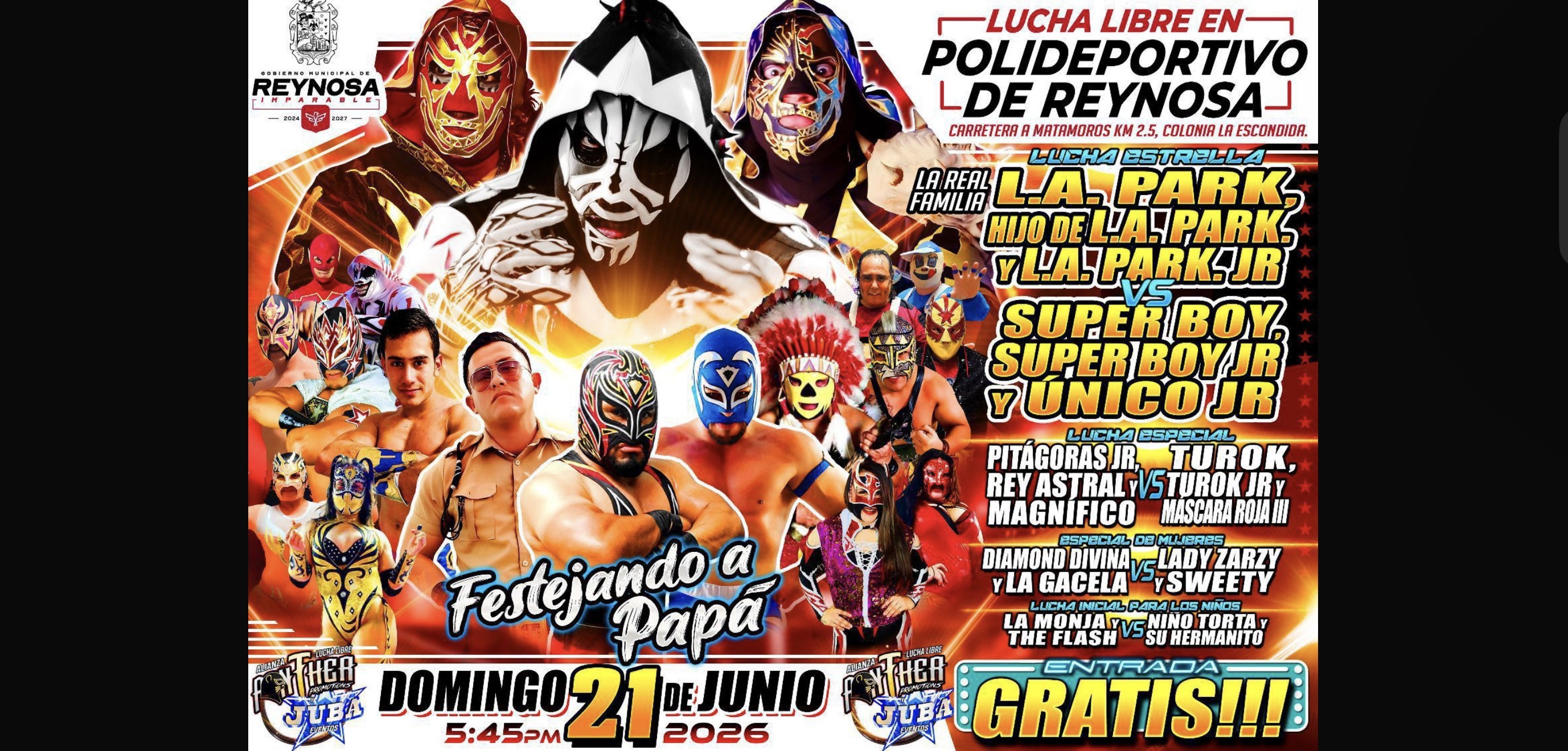 Gobierno de Reynosa celebrará en grande el Día del Padre con música, lucha libre y concurso de parrilleros