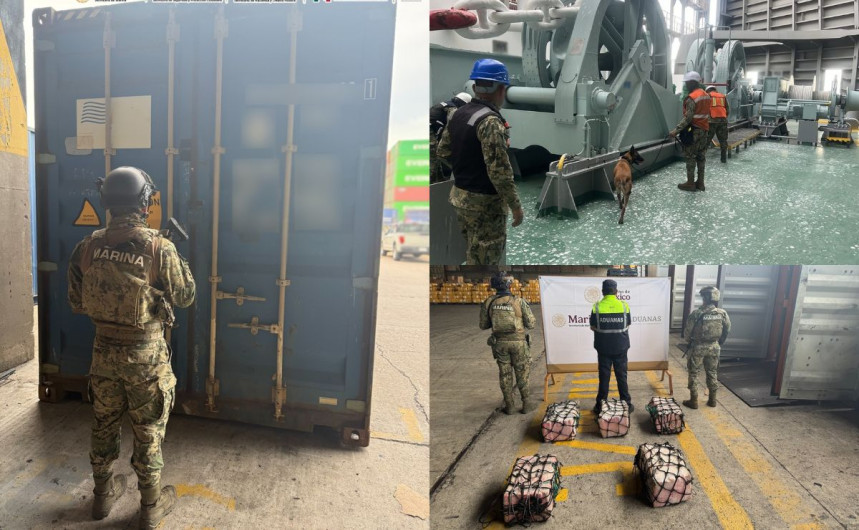 Aseguran 137 kilos de cocaína en puerto de Lázaro Cárdenas; hay cinco detenidos
