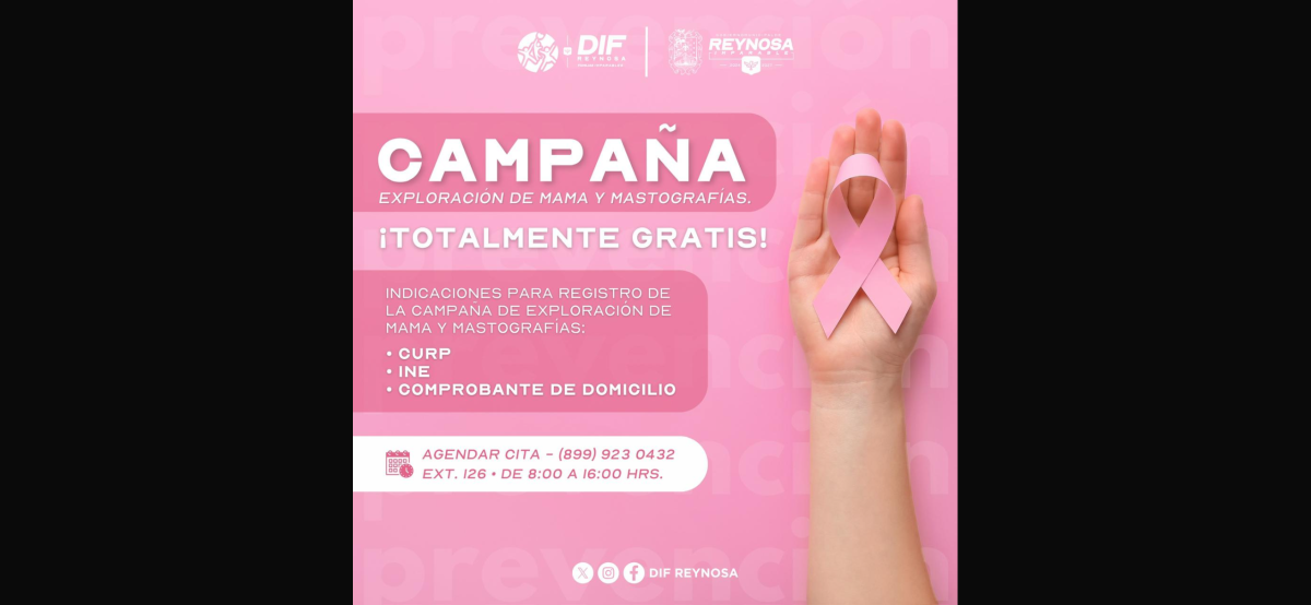 Amplía DIF-Reynosa campaña gratuita de exploración de mama y mastografías