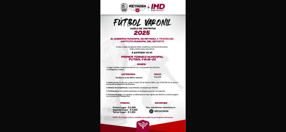 Convocatoria al Primer Torneo Municipal Sub-20 de Futbol