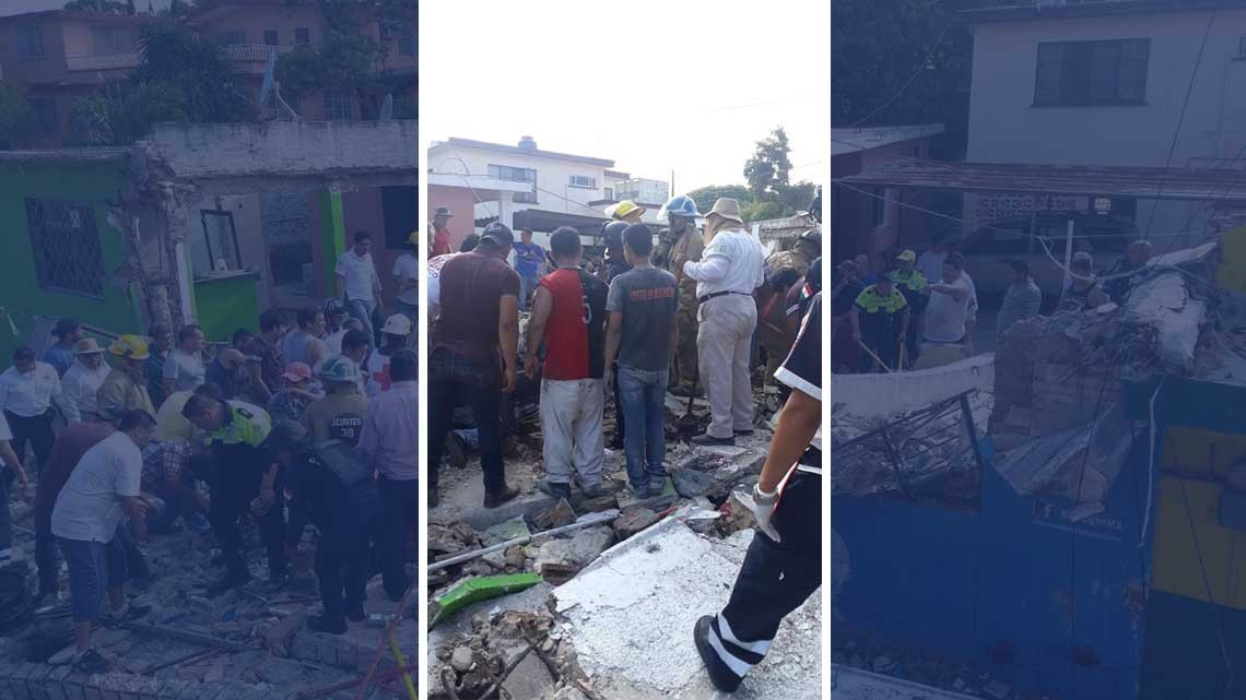 Cae loza y deja atrapados a tres personas