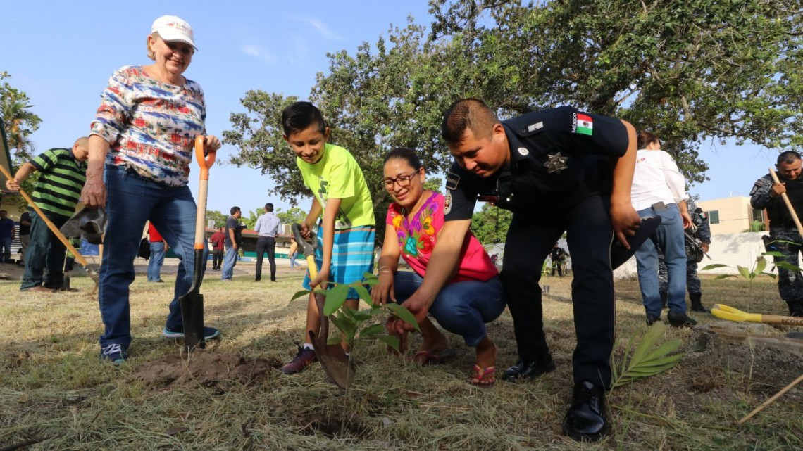 Áreas verdes de planteles educativos son reforestadas