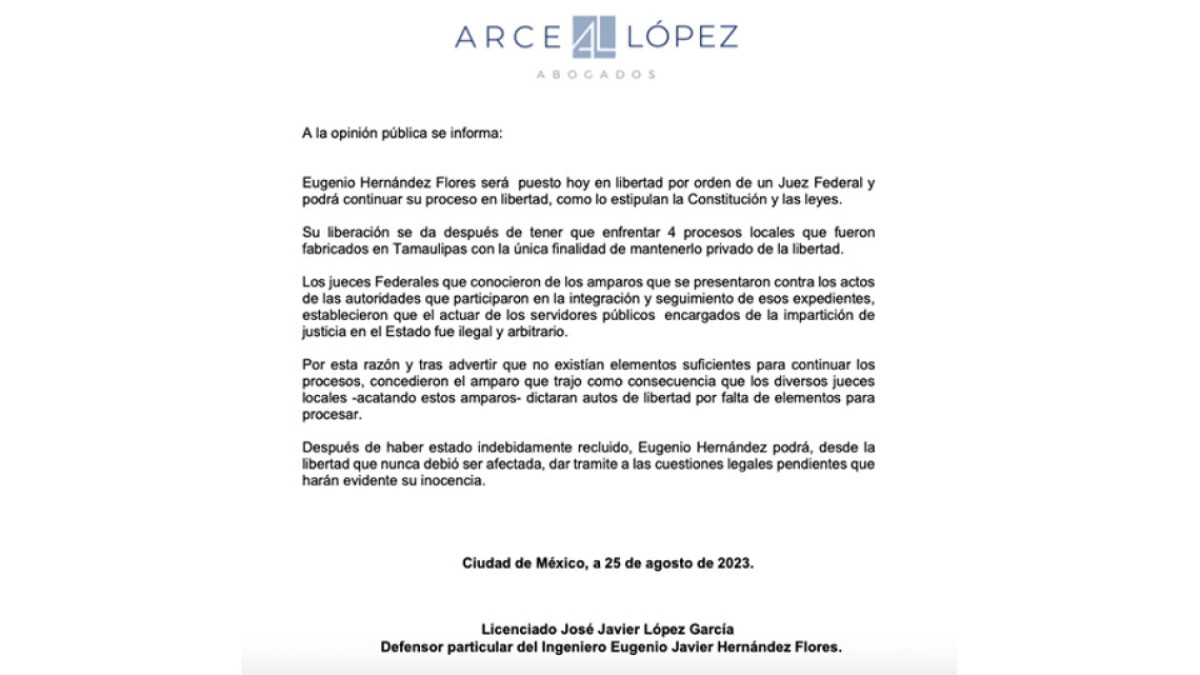 Abogados confirman que “Geño” Hernández sería liberado