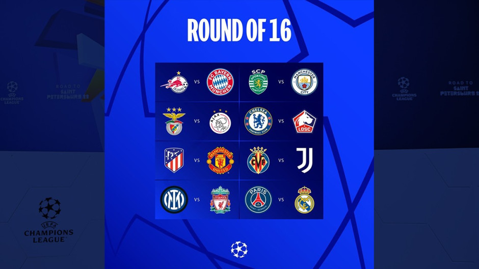 Definidos los duelos de los octavos de Final de la Champions League 