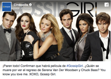 Gossip Girl llegará a la pantalla grande