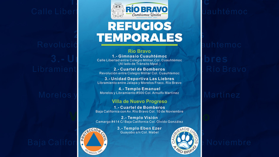 Abren refugio temporal en Río Bravo por frente frío