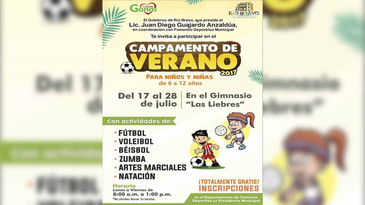 Invita Ayuntamiento a “Campamento de Verano  2017”