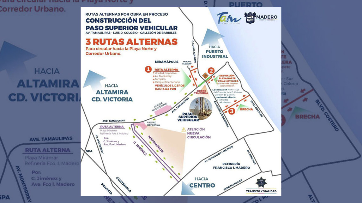 Dan a conocer rutas alternas hacia la Playa Norte y Corredor Urbano