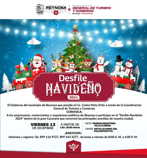 Convoca Gobierno de Reynosa a Desfile Navideño 2024 