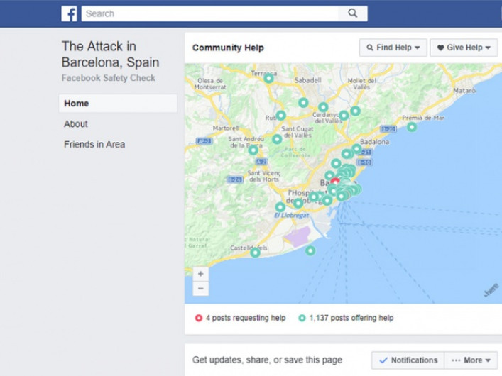 "Safety Check" en Barcelona es activado
