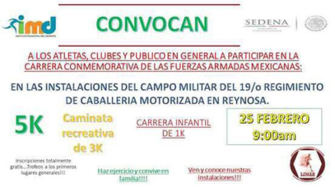 La Octava Zona Militar te invita a participar en una carrera