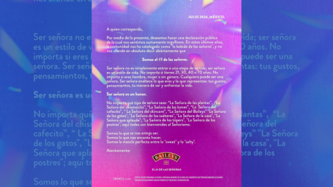 Bailey's responde a ser bebida de "señoras": es un honor