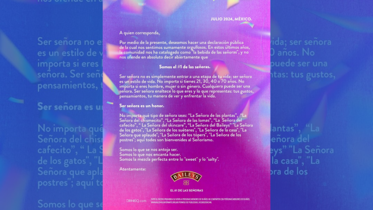 Bailey's responde a ser bebida de "señoras": es un honor