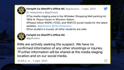 Reportan tiroteo en escuela de Carolina del Norte 