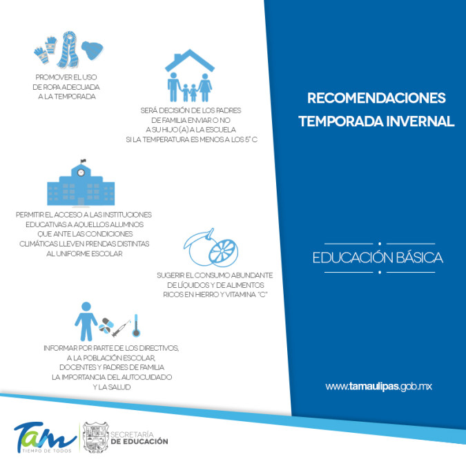 Emite SET recomendaciones para la salud de los educandos en época de invierno