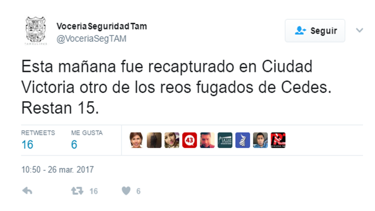 Detienen a otro de los reos fugados 