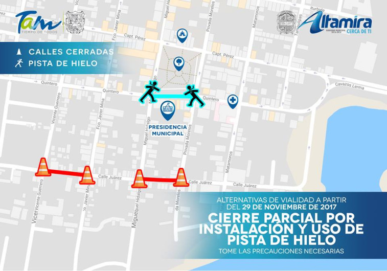 Vías cerradas por instalación de pista de hielo