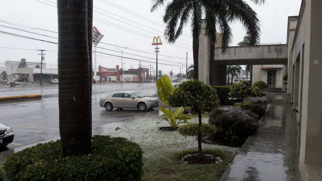 Reynosa comienza a cubrirse de blanco, continúa nevando