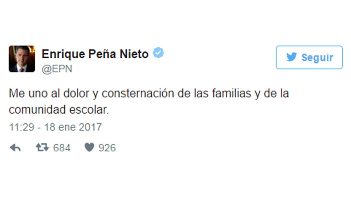 EPN lamenta tiroteo en escuela de Monterrey