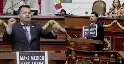 Imitando baile de Trump, diputado pide intervención de EU para combatir crimen organizado