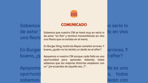 CM de Burger King transmitió por error una fiesta: Así reaccionó la empresa