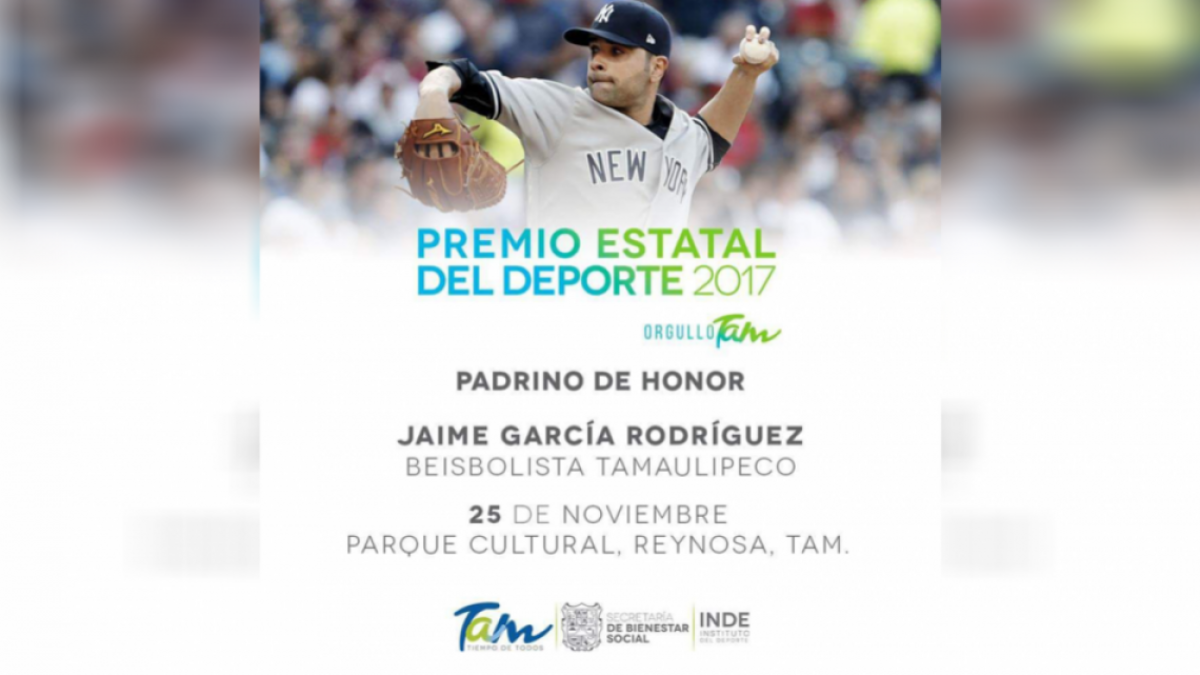 Jaime García apadrinará Premio Estatal del Deporte