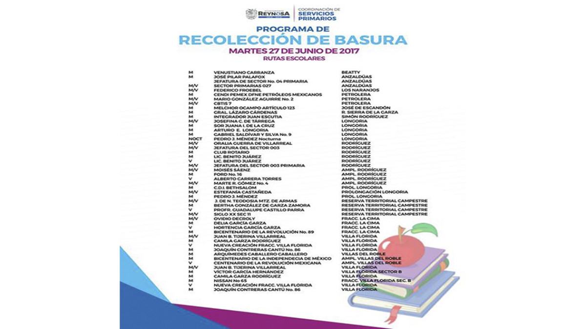 Programa de recolección de basura para escuelas