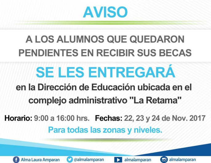 Dan a conocer fechas para recoger becas