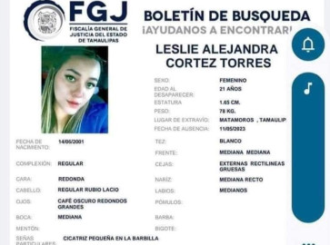 Confirman hallazgo del cuerpo sin vida de Leslie Alejandra Cortés