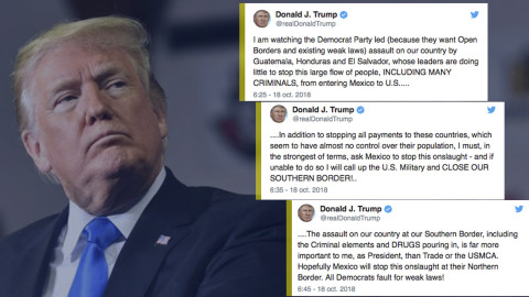 Trump amenaza con cerrar la frontera con México por caravana migrante