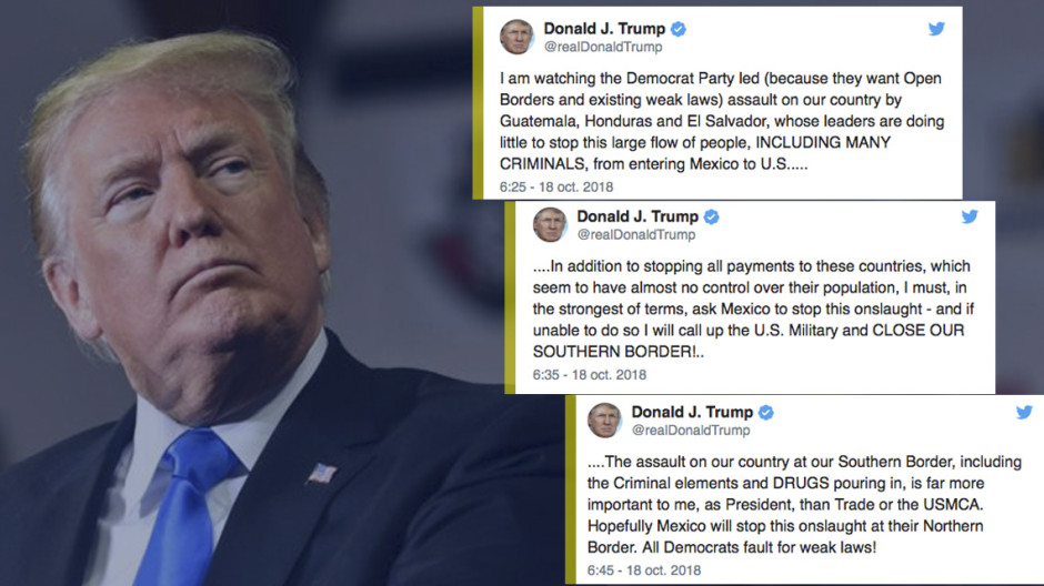 Trump amenaza con cerrar la frontera con México por caravana migrante