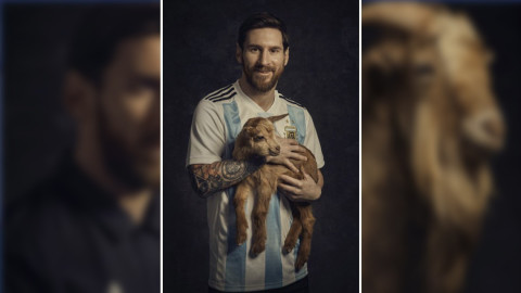 Lionel Messi posa con una cabra para portada de revista Paper