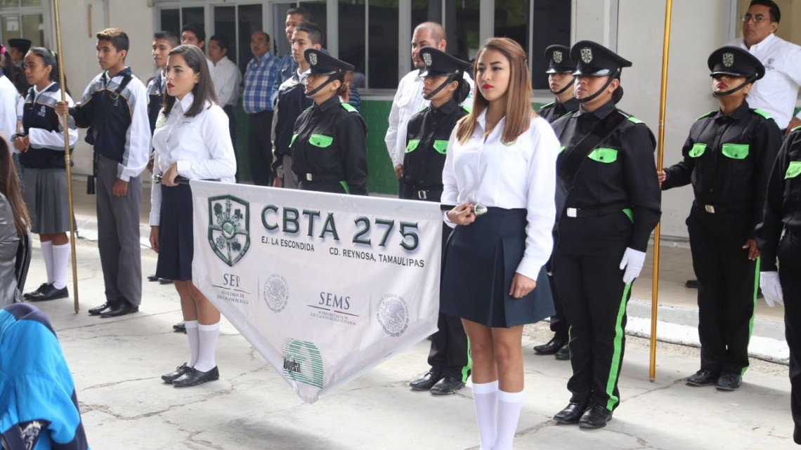 Ofrecen exhibición de Escoltas Escolares en Aniversario de Reynosa