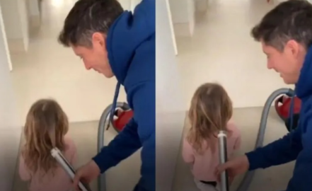 La curiosa forma en la que Lewandowski peina a su hija 