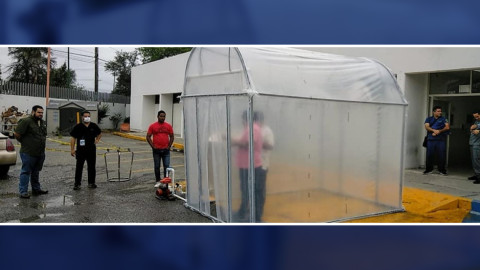 Instalan en Tamaulipas túnel sanitizante contra el COVID-19
