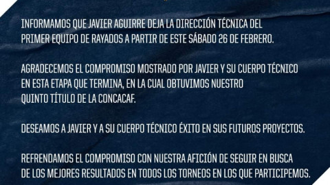¡Cesado! Javier Aguirre no es más técnico de Rayados