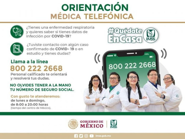IMSS habilita línea de orientación médica ante COVID-19