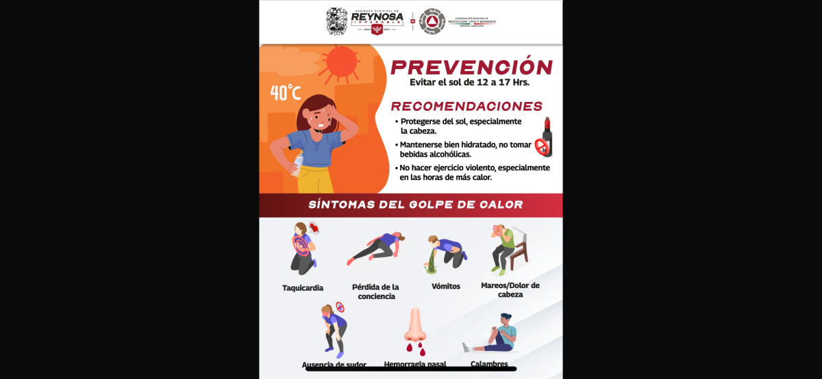 Recomienda Gobierno de Reynosa medidas para evitar la insolación