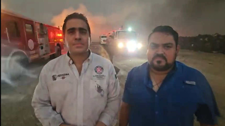 PCyB Reynosa combaten incendio en relleno sanitario de Las Anacuas