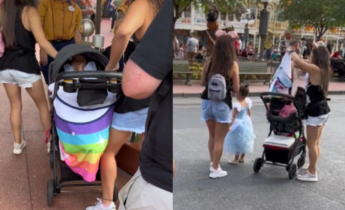 Esconden a niña en carriola para no pagar entrada a Disney