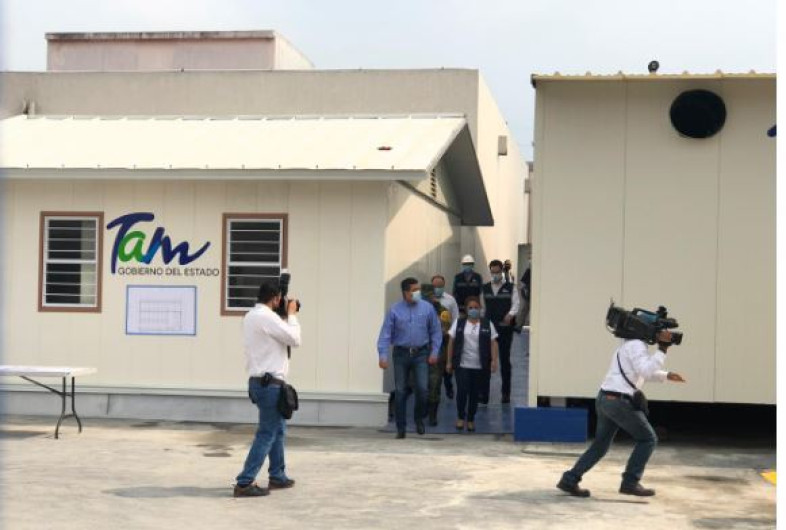 Supervisa gobernador Francisco Cabeza de Vaca el avance del hospital móvil para pacientes de Covid-19 en Matamoros