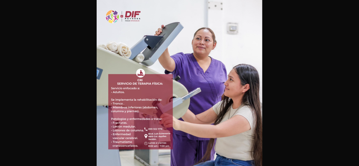 DIF Reynosa ofrece servicios de terapia física para adultos en el CRI