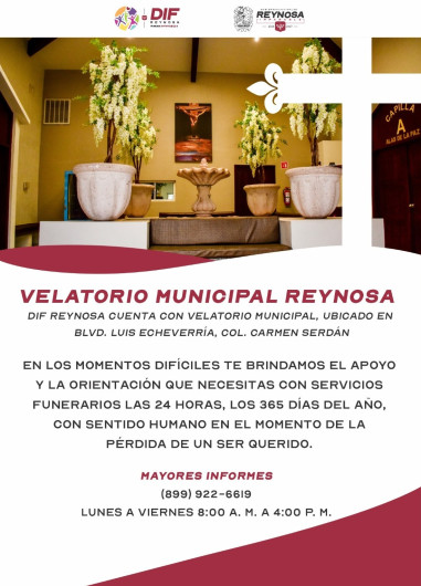 Brinda DIF Reynosa apoyo con servicios funerarios en el Velatorio Municipal