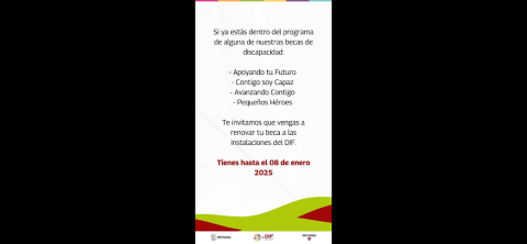 Últimos días para renovar beca DIF Reynosa