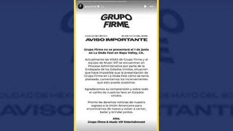 Visas de Grupo Firme en 'proceso administrativo'; cancela presentaciones en Estados Unidos