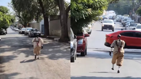 ¿Y ahora quién podrá detenerlo? Robot humanoide vestido como el Chavo del 8 fue captado corriendo por las calles de Tamaulipas