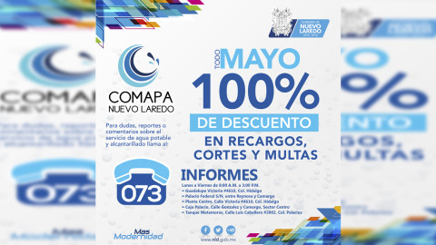 Invitan Comapa aprovechar el 100% de descuento en recargos 